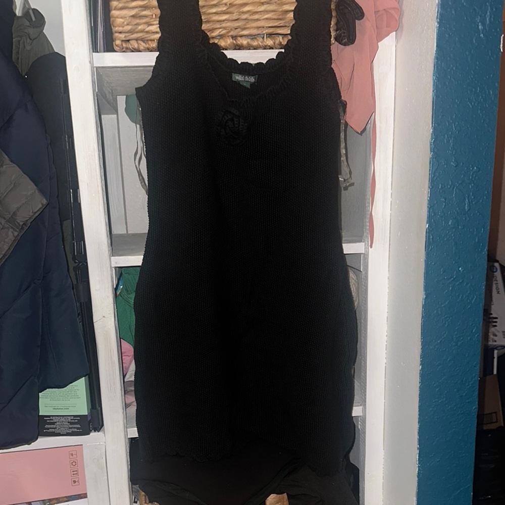 Wild Fable Black Knit Top with Floral Detail